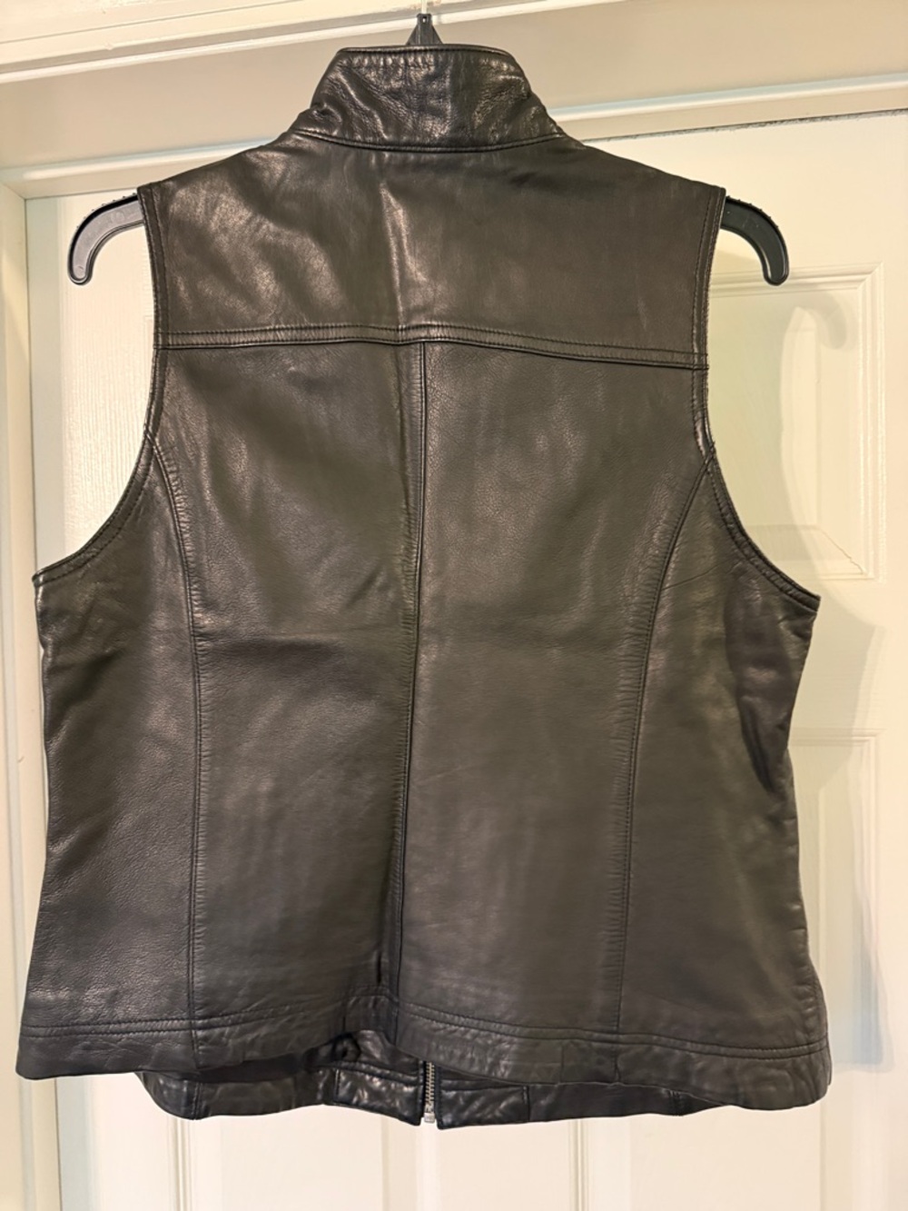 J Jill Black Genuine Leather Vest Zip Front Minimalist Classic Size M - Picture 3 of 5